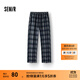 森馬（Semir）休閑褲女冬格子加絨長(cháng)褲寬松2025新款鹽系慵懶復古潮流闊腿褲 藍綠色調00384 L