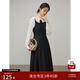 自巧小個(gè)子法式娃娃領(lǐng)襯衫背帶連衣裙兩件套女2023春裝新款中長(cháng)裙 夜幕黑-連衣裙 XS (151-153cm左右參考)