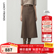 朗姿【朗姿羊毛Basic衣櫥】【明星同款】高級感a字半身裙冬季新款半裙 淺咖色 L