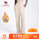 駱駝（CAMEL）加絨衛褲女休閑可調節褲腳針織運動(dòng)褲 Y23CY0L5013 米杏色 S