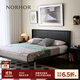 NORHOR北歐表情素住/包豪斯中古FANCY全真皮高背薄靠背齊邊懸浮平臺床G 【現貨】黑色款 1800mm*2000mm