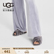 UGG秋季女士舒適時(shí)尚交叉平底露趾茸茸居家室外休閑拖鞋 1123572 CHRC | 炭灰色 37