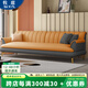 牧席輕奢風(fēng)沙發(fā)客廳小戶(hù)型布藝雙人現代簡(jiǎn)約臥室家具公寓三人直排沙發(fā) 1-復古灰+輕奢橙-免洗科技布 三人位 180cm