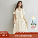 茵曼（INMAN）中式國風(fēng)兩件套女裝開(kāi)衫吊帶連衣裙2025夏季新品文藝復古提花裙子 田園杏 XL