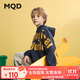 馬騎頓（MQD）男童秋季新品學(xué)院風(fēng)字母休閑百搭運動圓領(lǐng)衛(wèi)衣 藏青 150