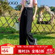LAGOGO燈芯絨黑色百搭松緊休閑褲女拉谷谷春季新款高腰寬松褲子 黑色(W1) L