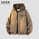馬克華菲冬季羽絨服男款美式潮牌假兩件飛行員保暖工裝上衣外套 卡其 L