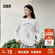 森馬（Semir）長(cháng)袖T恤女秋季oversize印花蝴蝶結2025少女感套頭衫10A525101006