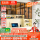 法詩(shī)韻定制全實(shí)木小戶(hù)型帶抽屜電腦桌玻璃書(shū)架橡木一體書(shū)柜兒童學(xué)習書(shū)桌 1.1米長(cháng)*2.0米高（三門(mén)書(shū)桌） ENF母嬰級環(huán)?？咕?8MM加厚橡木