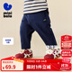 迷你巴拉巴拉【不易變形】男女童褲子兒童彈力長(cháng)褲針織錐形長(cháng)褲2025秋新款 牛仔深藍88301 90
