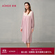 愛(ài)慕內衣女莫代爾長(cháng)袖帶杯中長(cháng)裙睡裙睡衣家居服AM44A111紫色160