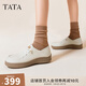 他她（TATA）QQ軟糖英倫單鞋女真皮厚底牛津鞋小皮鞋豆豆鞋新7A421CM4 7A421CM4米白（踩跟款-寬版） 38