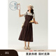 紫涵（ZIHAN）紫涵假兩件系帶收腰連衣裙女2025年夏季新款圓領(lǐng)短袖吊帶a字長(zhǎng)裙 摩卡慕斯 XL
