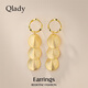 Qlady金色長(cháng)款氣質(zhì)優(yōu)雅耳釘耳環(huán)女2025新款高級感耳飾輕奢小眾新年耳墜