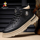 稻草人秋冬款保暖男鞋馬丁靴男士工裝鞋休閑鞋子男雪地靴 黑色加絨 39