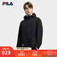 FILA 斐樂(lè )官方男士梭織外套2025秋新款時(shí)尚休閑寬松連帽上衣夾克 正黑色-BK L 175/96A/L