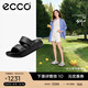 愛(ài)步（ECCO）拖鞋女外穿居家兩用 倪妮同款軟底泡芙鞋一字涼拖 科摩206663 HL 黑色20666301001 39 （偏小，建議選大一碼）