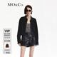 MO&Co.牛仔襯衫外套搖滾燙鉆洗磨棉質(zhì)短款裁邊毛須設計感摩安珂 牛仔黑色 M 165