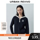 UR2025秋季新款女裝學(xué)院風(fēng)撞色刺繡翻領(lǐng)拉鏈針織衫UYY950018 墨藍(lán) S