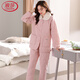 浪莎（LangSha）睡衣女冬季防風(fēng)防水三層夾棉保暖套裝女士冬天薄夾棉可外穿家居服 1793蜜糖粉 M 【150-160cm/90-110斤】