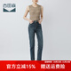 古田森夏季女裝韓版可翻邊顯瘦長(cháng)褲子高腰直筒牛仔褲女1S1936 藍色 28 (2尺1)