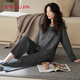 古今（GUJIN）【桑蠶絲綿羊毛】磨絨加絨睡衣女家居服可外穿睡褲大碼保暖套裝L
