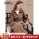 百圖betu女裝秋冬新款連衣裙時(shí)髦拼接兩件式法式復古裙子2310T92 咖啡色 M