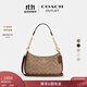 蔻馳（COACH）新款奧萊女士女包經(jīng)典標志老花TERI單肩斜挎包麻將包 IM/棕黃色/棕色