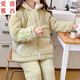 愛(ài)茵慕西冬天三層夾棉月子服秋冬加厚加絨孕婦睡衣哺乳睡衣棉襖家居服套裝 AXXE2471#豆綠色 XL碼 (推薦體重120-140斤左右)