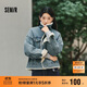 森馬（Semir）牛仔外套女拼接仿兔毛翻領(lǐng)寬松港風(fēng)冬季落肩夾棉夾克103724108001