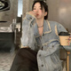 妙奕嘉牛仔外套女秋季新款女裝百搭2025年時(shí)尚款休閑服外套薄款上衣洋氣 淺色毛邊領(lǐng)破洞牛仔外套 L 【建議95-125斤oversize風(fēng)格】