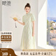 她池新中式連衣裙2025夏裝新款女裝優(yōu)雅立領(lǐng)短袖收腰中長(zhǎng)裙