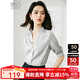 晚白【新品】高級感緞面襯衫女2025秋款通勤氣質(zhì)V領(lǐng)中袖小衫上衣 灰色 XL