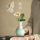 陶羽窯變結晶釉小花瓶干花水培客廳餐桌插花裝飾品擺件家用陶瓷花插 窯變結晶釉小花器-水藍