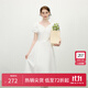范思藍恩少女感泡泡袖通勤純色連衣裙2025夏新款V領(lǐng)顯瘦裙子2151 白色 M