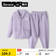 蕉內（Bananain）絨絨500E兒童睡衣男女童半邊絨大童寶寶家居服套裝加絨保暖秋冬季 【煥新款】冰芋紫 110