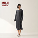無印良品（MUJI）女式 柔軟針織家居連衣裙 長袖睡裙女寬松家居服秋季 FD33CC5A 炭灰色 L -XL (170/92A)