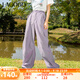 lagogo寬松抽繩工裝褲女拉谷谷春新款運(yùn)動(dòng)休閑輕薄透氣休閑褲子 粉紫色(Q4) L