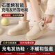 奧特優(yōu)（AOTEYOU）暖腳神器電暖加熱鞋可行走充電發(fā)熱鞋戶(hù)外雪地靴冬保暖棉鞋暖腳寶 米白丨全腳掌發(fā)熱-三檔調溫-皮面防水-增高5cm 37碼【正碼正拍，腳背寬大拍大一碼】