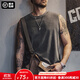 馬登工裝美式復古硬漢做舊背心男純棉運動(dòng)健身打底坎肩男士無(wú)袖T恤夏 舊炭黑 【砍袖/外穿/搖滾背心】 XL