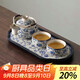 尚言坊青花汝窯手抓壺蓋碗功夫茶具茶杯高檔防燙家用旅行茶具套裝泡茶碗