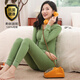 恒源祥秋衣褲女士純棉毛衫秋褲套裝線(xiàn)衣線(xiàn)褲薄款全棉保暖內衣冬季 果綠（圓領(lǐng)） L 170建議體重120-140斤