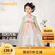 巴拉巴拉童裝女童漢服國風(fēng)連衣裙春秋寶寶襦裙演出服兒童裙子 綠紅色00346 110