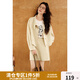 獨(dú)束大碼女裝秋季新款時(shí)尚套裝胖mn顯瘦休閑運(yùn)動(dòng)抽繩夾克拉鏈半裙 米杏色-半裙 XL (尺碼：3) (尺碼：3)