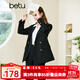 百圖betu女裝春季新款西裝氣質(zhì)時(shí)髦英倫學(xué)院風(fēng)干練西裝女2301T42 黑色 S
