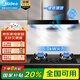 美的（Midea）國家補貼歐式雙腔頂吸家用抽油煙機22風(fēng)量廚房組合吸油煙機燃氣灶灶具煙灶熱消套裝兩件三件四件 22m3大吸力煙機+5.0火力灶具 【天燃氣】-免費上門(mén)測量