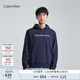 Calvin Klein Jeans秋冬男女同款字母印花休閑寬松抓絨連帽衛衣J319915CHW-深海藍M