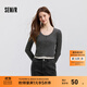 森馬（Semir）毛衣女短款假兩件正肩顯瘦2025春季新款緊身絞花毛衫慵懶氣質(zhì) 白灰色調00312 M 160/84A