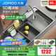 九牧（JOMOO）廚房水槽大單槽洗菜盆一體盆304不銹鋼納米洗碗槽瀑布魔法師水槽 【納米灰】收納瀑布水槽-78*48