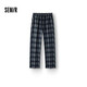 森馬（Semir）休閑褲女冬格子加絨長(zhǎng)褲寬松2025鹽系復(fù)古潮流闊腿褲109725127005